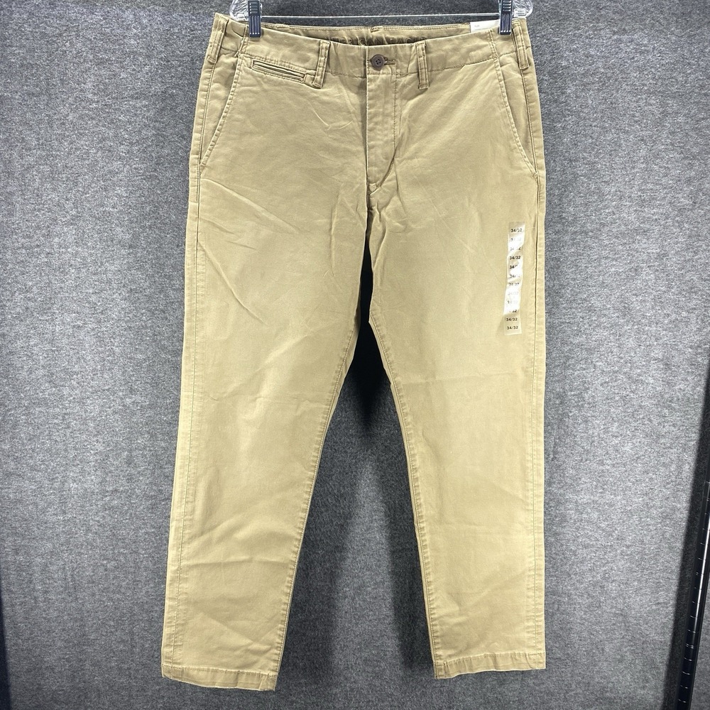 American Eagle Original Straight Lived-In Khakis Mens 34x32 Tan Flex Pants